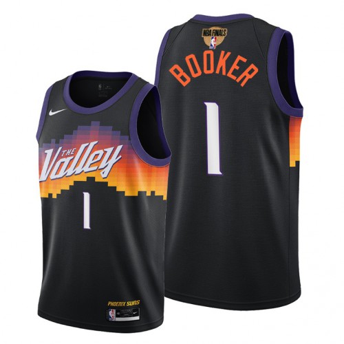 Nike Phoenix Suns #1 Devin Booker Men’s 2021 NBA Finals Bound City Edition Jersey Black Men’s