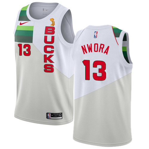 Nike Milwaukee Bucks #13 Jordan Nwora Women’s 2021 NBA Finals Champions Swingman Earned Edition Jersey White Womens