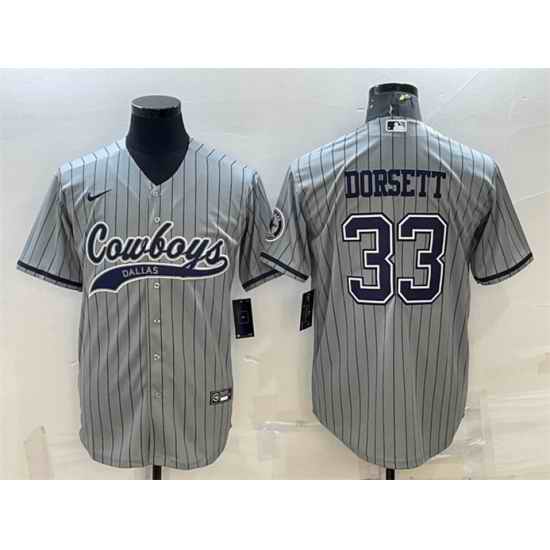 Men Dallas Cowboys #33 Tony Dorsett Grey With Patch Cool Base Stitched Baseball Jersey