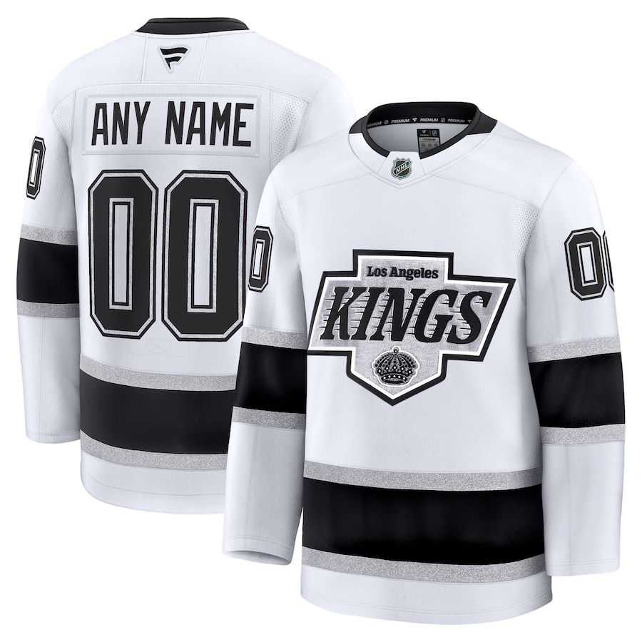 Men%27s Los Angeles Kings Custom White 2024-25 Away Stitched Hockey Jersey