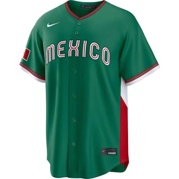 Men%27s Mexico Baseball Blank Green World Baseball Classic Stitched Jersey