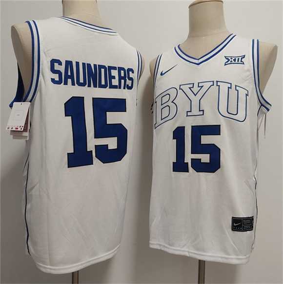 Men%27s Duke Blue Devils #15 Richie Saunders White Stitched Basketball Jersey