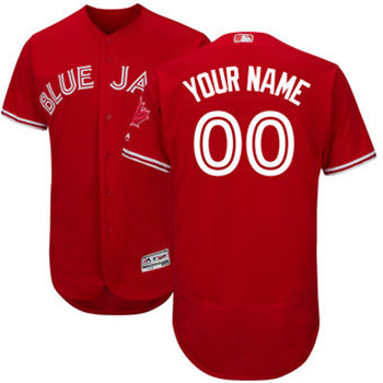 Men%27s Toronto Blue Jays Majestic Flex Base Authentic Collection Red Custom Jersey