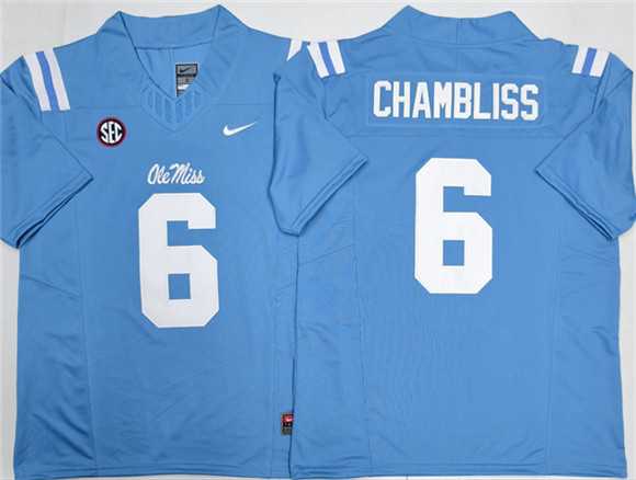 Men%27s Ole Miss Rebels #6 Trinidad Chambliss Blue 2026 F.U.S.E. Stitched jersey