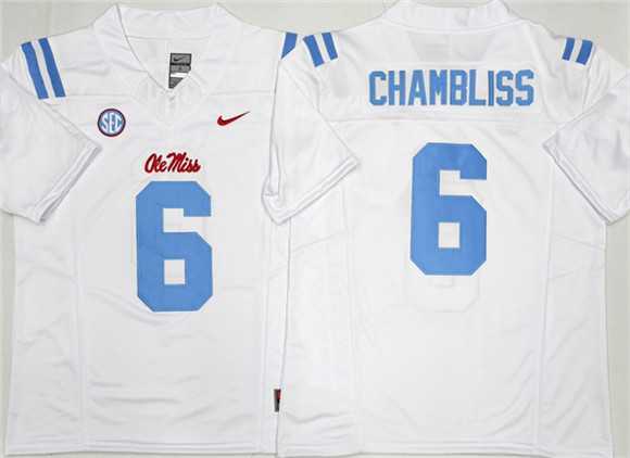 Men%27s Ole Miss Rebels #6 Trinidad Chambliss White 2026 F.U.S.E. Stitched jersey
