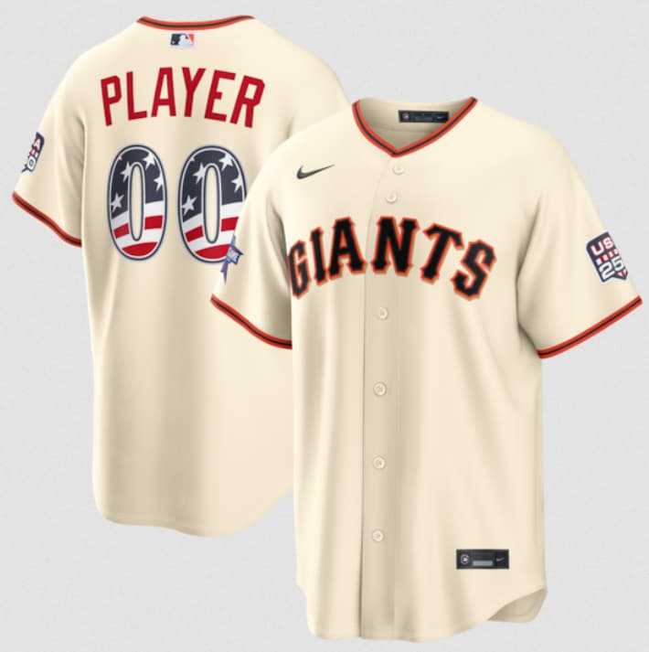 Men%27s San Francisco Giants ACTIVE PLAYER Custom Cream 2026 All-Star Edition Stars & Stripes & USA 250 Fourth of July Home Stadium Stitched Baseball Jersey
