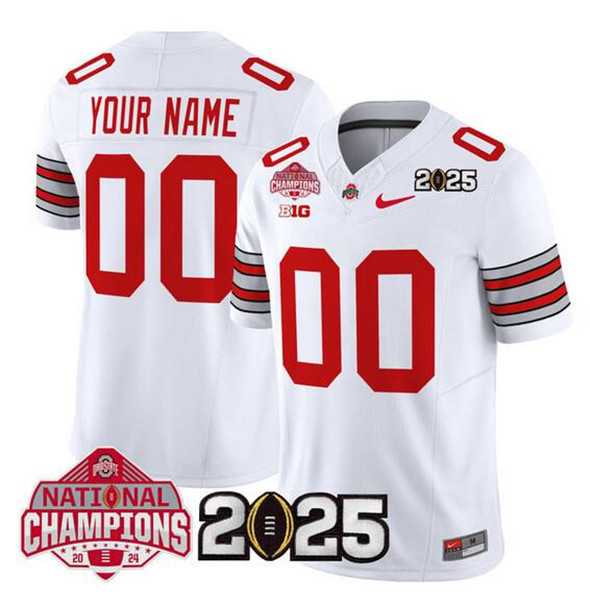 Men%27s Ohio State Buckeyes Active Player Custom White 2025 CFP Final With National Champions Patch F.U.S.E. Vapor Limited Stitched Jersey