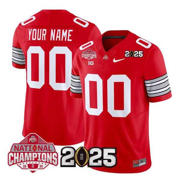 Men%27s Ohio State Buckeyes Active Player Custom Red 2025 CFP Final With National Champions Patch F.U.S.E. Vapor Limited Stitched Jersey