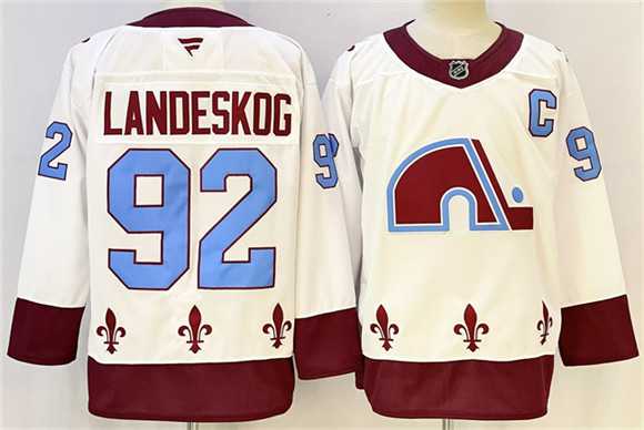 Men%27s Colorado Avalanche #92 Gabriel Landeskog White 2024-25 With C Patch Stitched Hockey