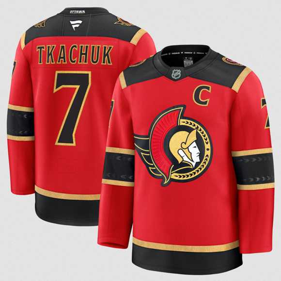 Men%27s Ottawa Senators #7 Brady Tkachuk Red Alternate With C Patch Stitched Hockey Jersey Dzhi