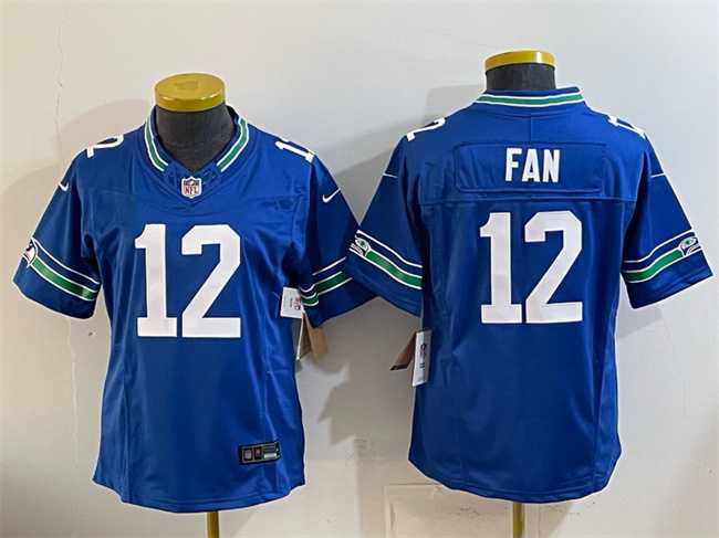 Women%27s Seattle Seahawks #12 Fan Royal 2024 F.U.S.E Throwback Vapor Limited Stitched Jersey