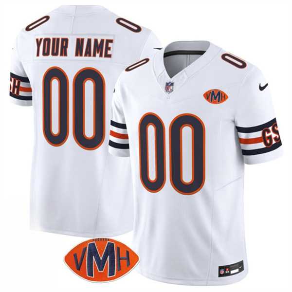 Men%27s Chicago Bears Active Player Custom White 2025 F.U.S.E. With VMH Patch Vapor Untouchable Limited Football Stitched Jersey