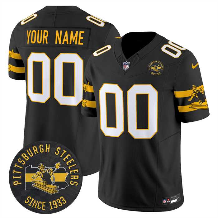 Men%27s Pittsburgh Steelers Throwback 1933 Patch black Vapor Limited All Stitched Jerseys