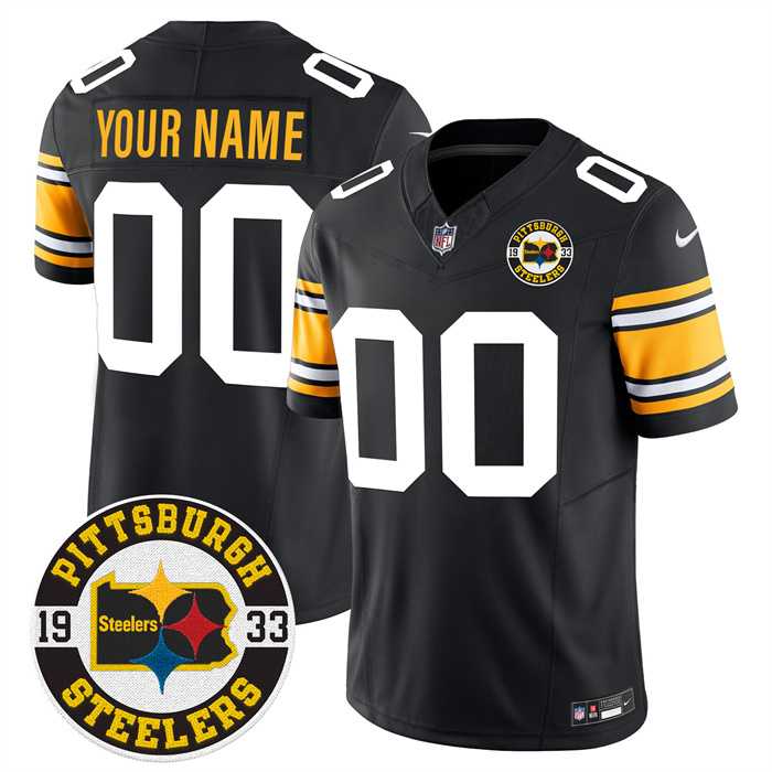 Men%27s Pittsburgh Steelers Throwback 1933 Patch black Vapor Limited All Stitched Jersey