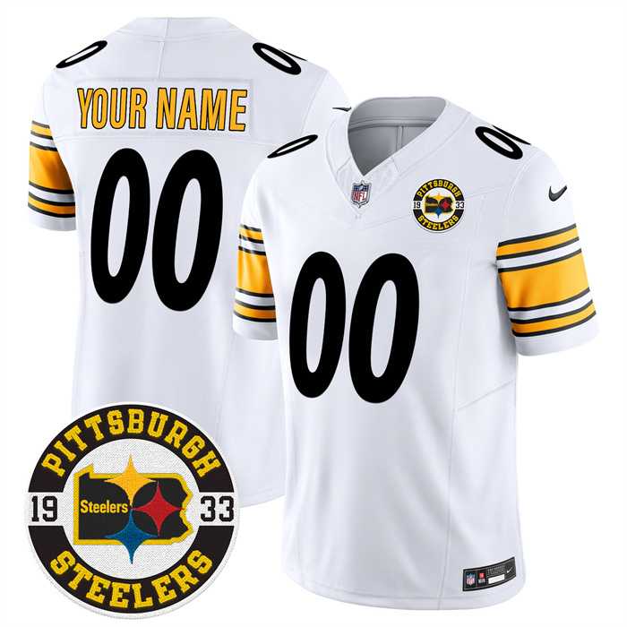 Men%27s Pittsburgh Steelers Throwback 1933 Patch white Vapor Limited All Stitched Jersey