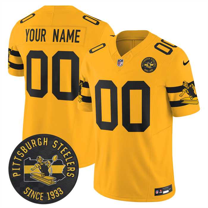 Men%27s Pittsburgh Steelers Throwback 1933 Patch yellow Vapor Limited All Stitched Jersey