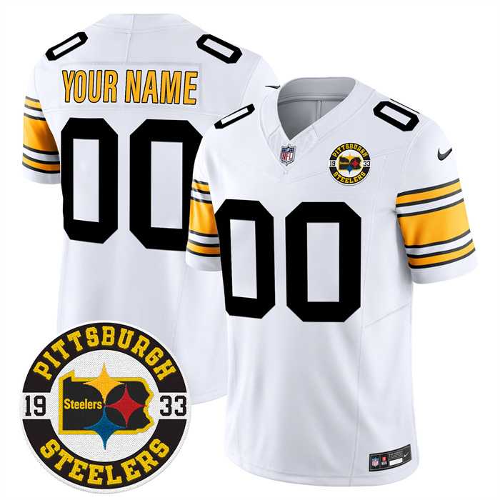 Men%27s Pittsburgh Steelers Throwback 1933 Patch white Vapor Limited All Stitched Jerseys