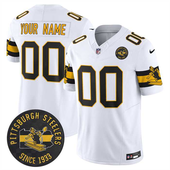 Men%27s Pittsburgh Steelers Throwback 1933 Patch whiteVapor Limited All Stitched Jerseys