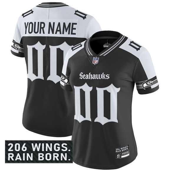 Women%27s Seattle Seahawks Active Player Custom Black Alternate 2025 F.U.S.E. %27Gothic Rain City Shadows Edition%27 Vapor Untouchable Limited Football Stitched Jersey