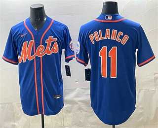 Men%27s New York Mets #11 Jorge Polanco Blue Cool Base Stitched Jersey