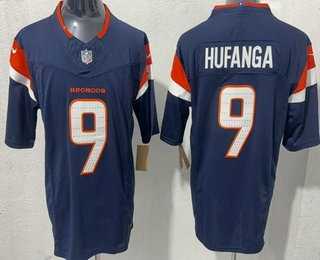 Men%27s Denver Broncos #9 Talanoa Hufanga Limited Navy FUSE Vapor Stitched Jersey