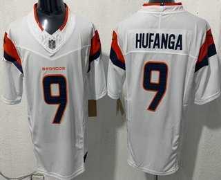 Men%27s Denver Broncos #9 Talanoa Hufanga Limited White FUSE Vapor Stitched Jersey