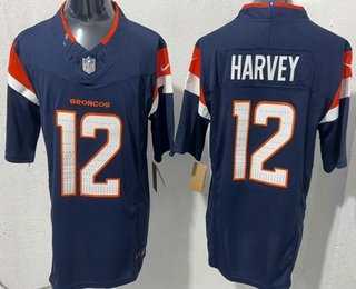Men%27s Denver Broncos #12 Rj Harvey Limited Navy FUSE Vapor Stitched Jersey