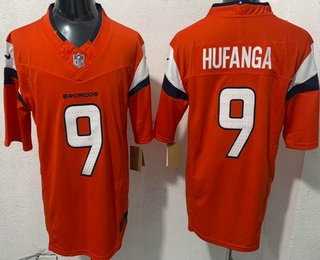 Men%27s Denver Broncos #9 Talanoa Hufanga Limited Orange FUSE Vapor Stitched Jersey