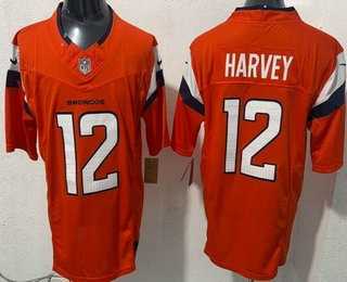Men%27s Denver Broncos #12 Rj Harvey Limited Orange FUSE Vapor Stitched Jersey