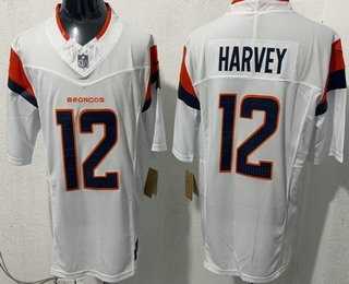 Men%27s Denver Broncos #12 Rj Harvey Limited White FUSE Vapor Stitched Jersey