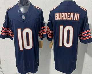 Men%27s Chicago Bears #10 Luther Burden III Limited Navy FUSE Vapor Stitched Jersey