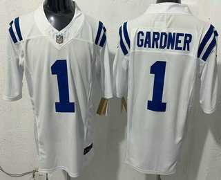 Men%27s Indianapolis Colts #1 Sauce Gardner Limited White FUSE Vapor Stitched Jersey