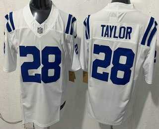Men%27s Indianapolis Colts #28 Jonathan Taylor Limited White FUSE Vapor Stitched Jersey