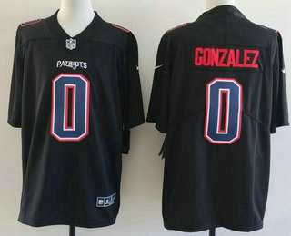 Men%27s New England Patriots #0 Christian Gonzalez Limited Black Fashion Vapor Stitched Jersey