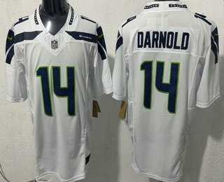 Men%27s Seattle Seahawks #14 Sam Darnold Limited White FUSE Vapor Stitched Jersey