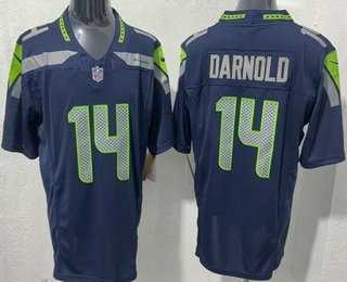 Men%27s Seattle Seahawks #14 Sam Darnold Limited Navy FUSE Vapor Stitched Jersey