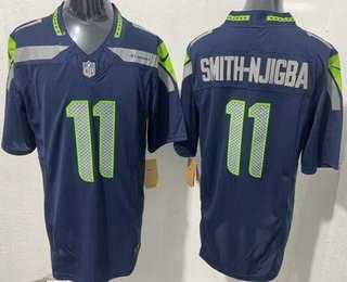 Men%27s Seattle Seahawks #11 Jaxon Smith Njigba Limited Navy FUSE Vapor Stitched Jersey