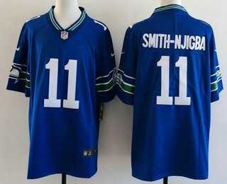 Men%27s Seattle Seahawks #11 Jaxon Smith Njigba Limited Blue Throwback Vapor Stitched Jersey