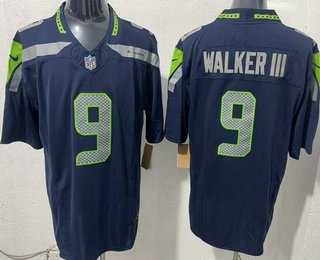 Men%27s Seattle Seahawks #9 Kenneth Walker III Limited Navy FUSE Vapor Stitched Jerseys