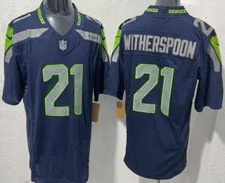 Men%27s Seattle Seahawks #21 Devon Witherspoon Limited Navy FUSE Vapor Stitched Jersey