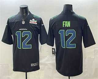 Men%27s Seattle Seahawks #12 Fan Limited Black Super Bowl LX Fashion Vapor Jersey