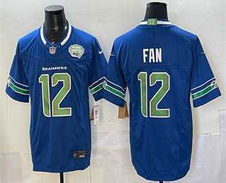 Men%27s Seattle Seahawks #12 Fan Royal FUSE 2025 NFC West Champions Patch Limited Stitched Jersey Dzhi