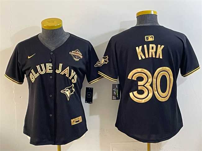 Women%27s Toronto Blue Jays #30 Alejandro Kirk Black Gold 2025 American League Champions Limited Stitched Jersey Dzhi
