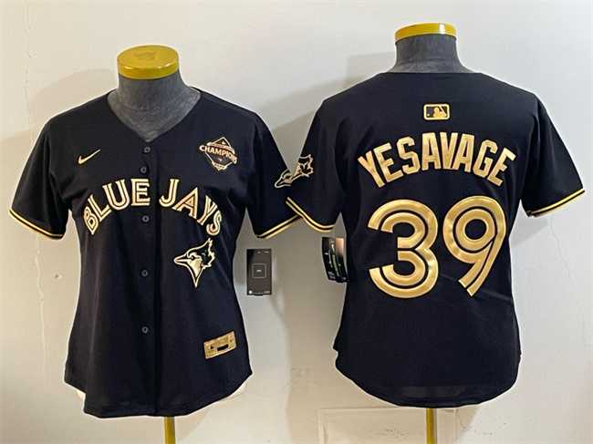 Women%27s Toronto Blue Jays #39 Trey Yesavage Black Gold 2025 American League Champions Limited Stitched Jersey Dzhi