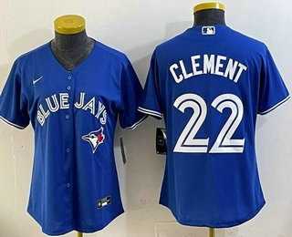 Women%27s Toronto Blue Jays #22 Ernie Clement Blue Cool Base Jersey