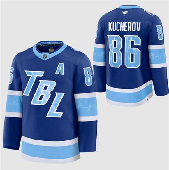 Men%27s Tampa Bay Lightning #86 Nikita Kucherov Blue 2026 Stadium Series Stitched Jersey Dzhi