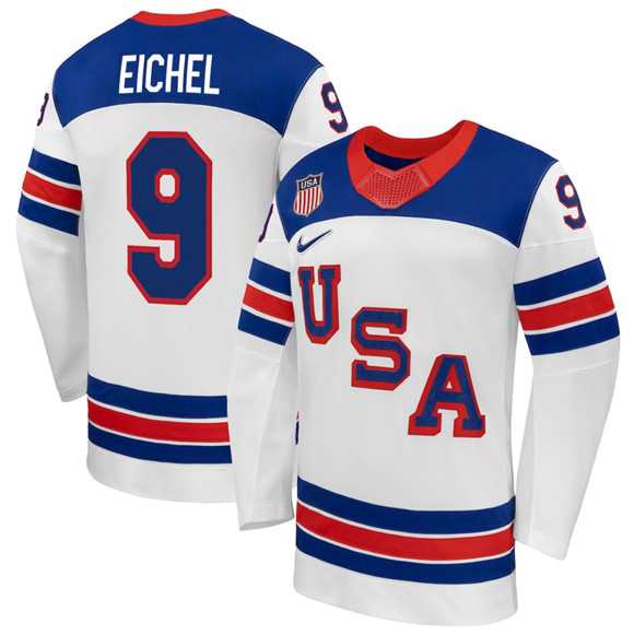 Men%27s USA #9 Jack Eichel White 2026 Stitched Jersey Dzhi