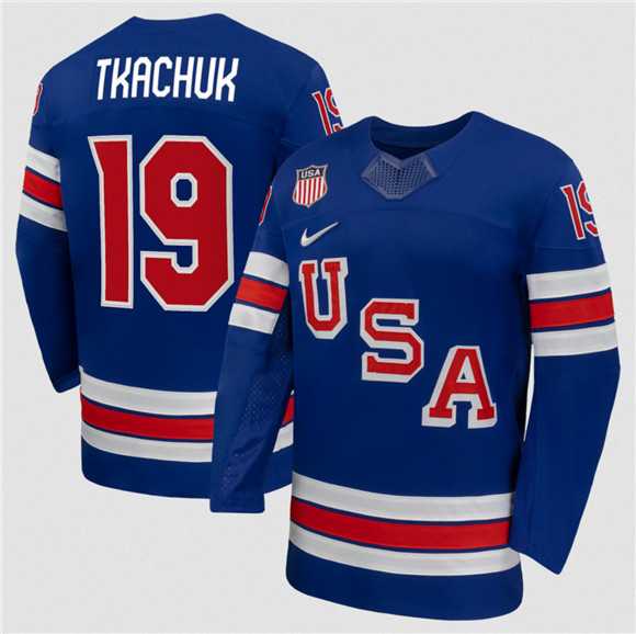 Men%27s USA #19 Matthew Tkachuk Royal 2026 Stitched Jersey Dzhi