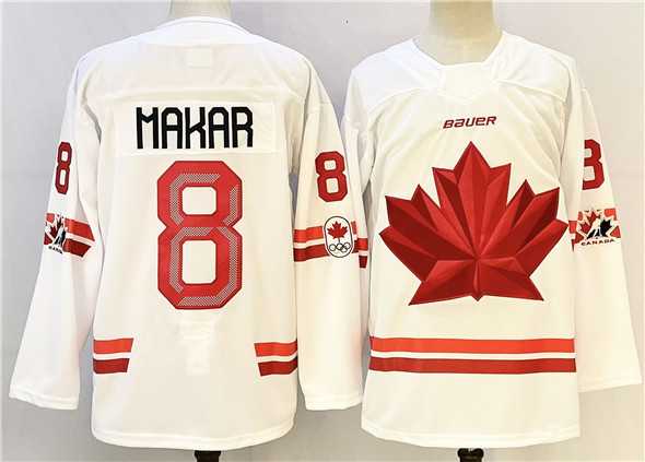 Men%27s Canada #8 Cale Makar White Stitched Jersey