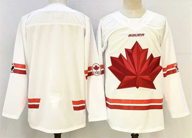 Men%27s Canada Blank White Stitched Jersey